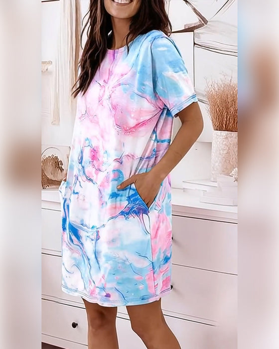 Klänningar Tie-Dye Vätska Tryck Lös
