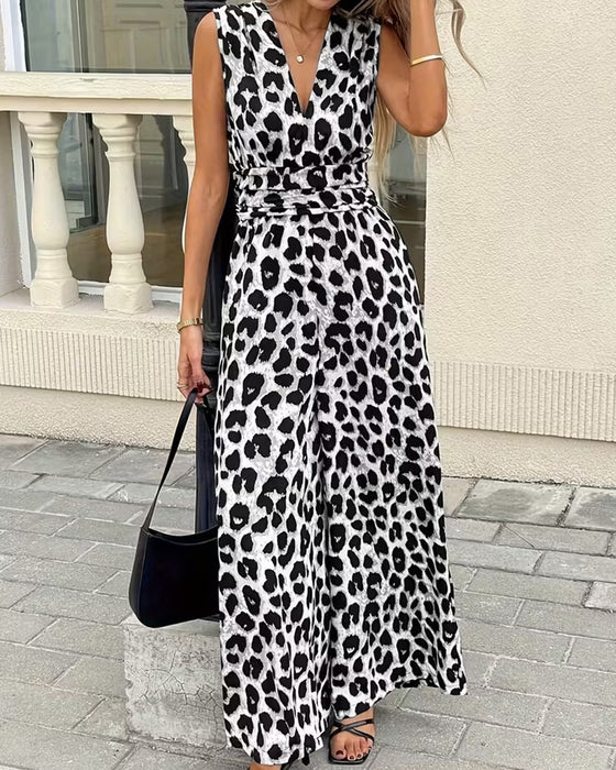 Hoppdräkt Leopard Tryck Ärmlös