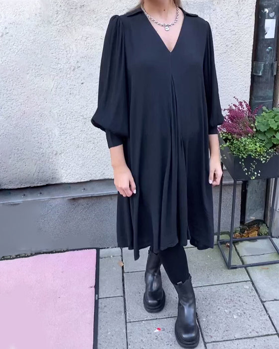 Klänning V-Ringad Moderiktig Lyktärm