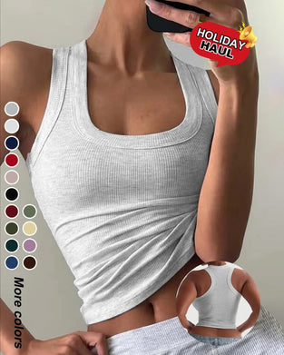 Linne U-Formad Fyrkantsringning Slim-Fit