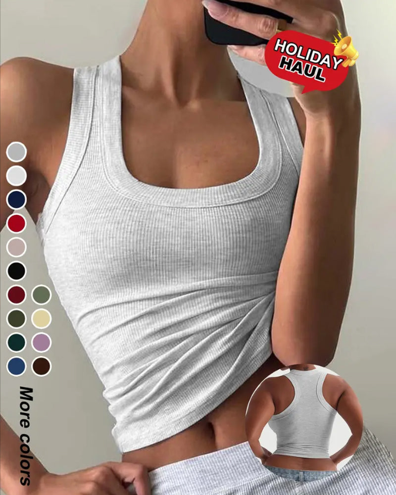Linne U-Formad Fyrkantsringning Slim-Fit