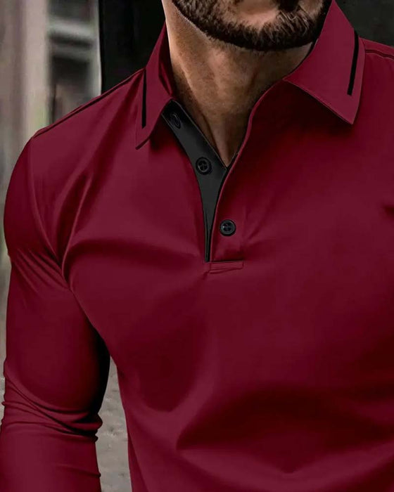 T-Shirt V-Hals Räfflad Solid Färg Herr