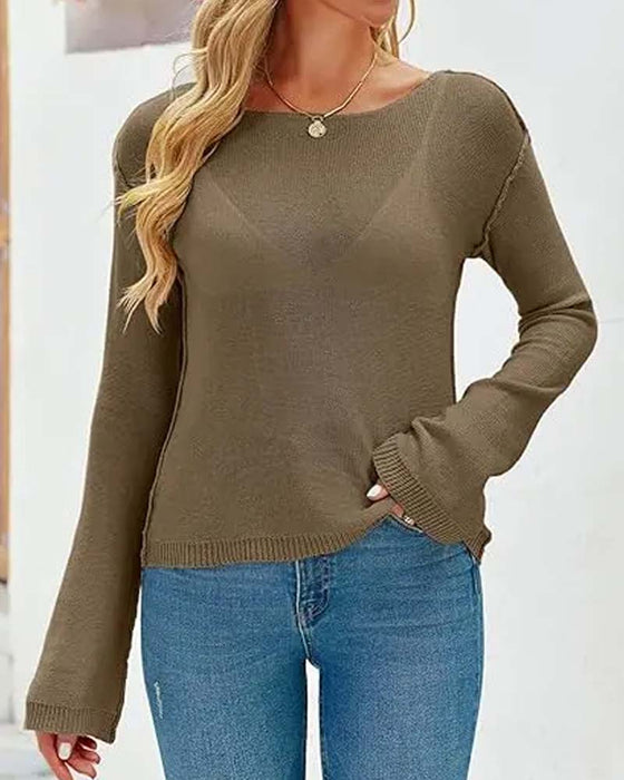 Enfärgad Pullover Långärmad