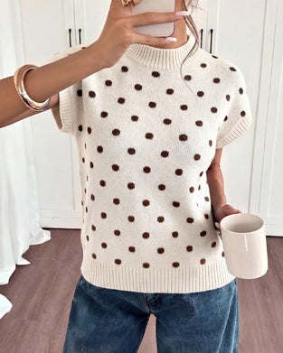 Tröja Turtleneck Prickig Kort Ärm