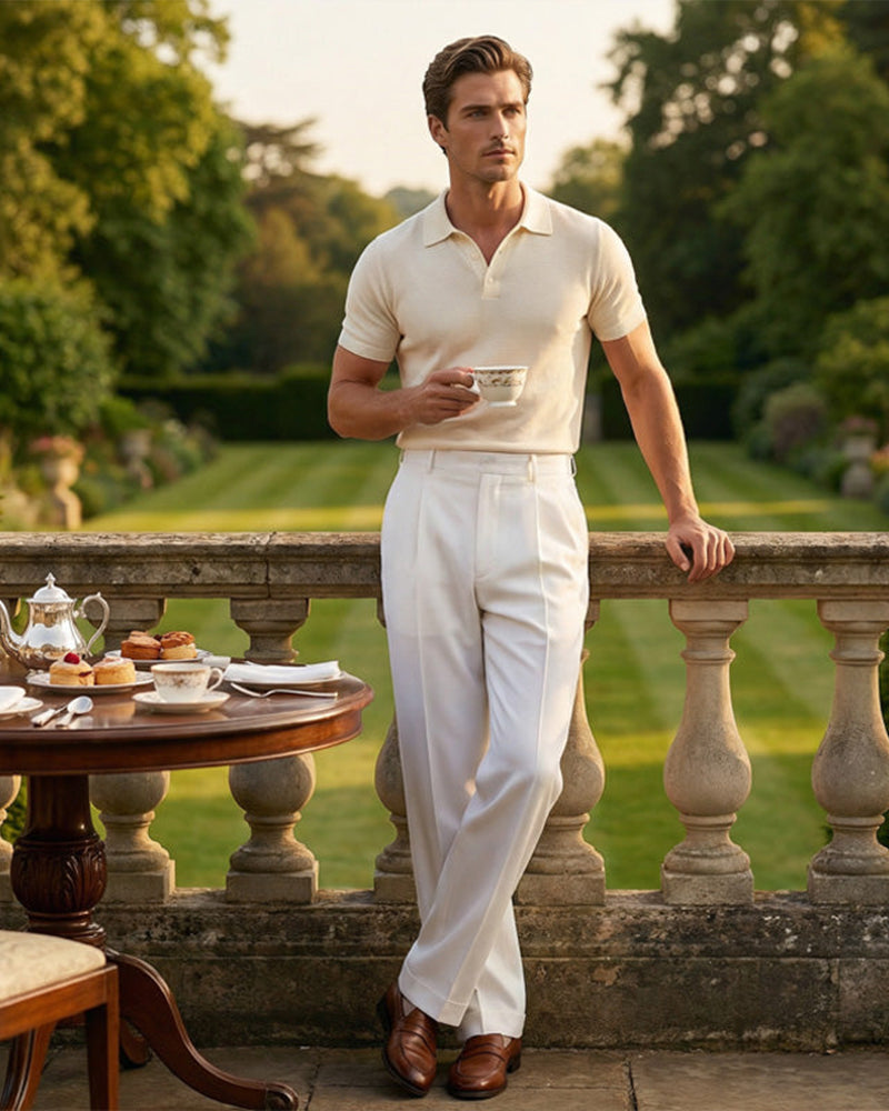 Byxor Herr Avslappnad Veckad Bred Ben