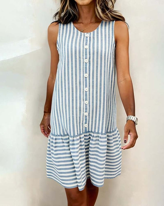 Dress Ärmlös Randig A-linje