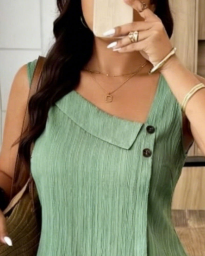 Klänning Asymmetrisk Wrap Ärmlös Rynkad Kant