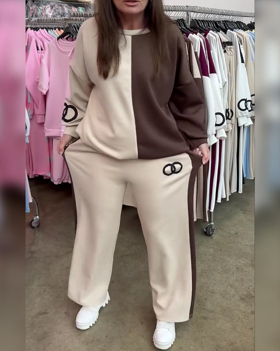 Set Kontrastfärg Casual Sweatshirt