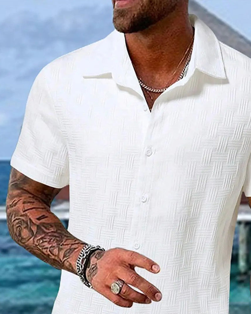 Set Rutigt Polo Krage Casual Män