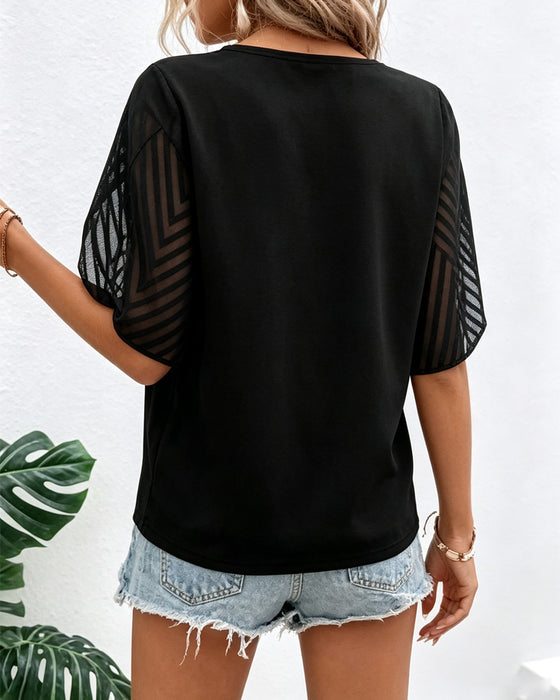 Blus Stilig V-Hals Knapp Casual