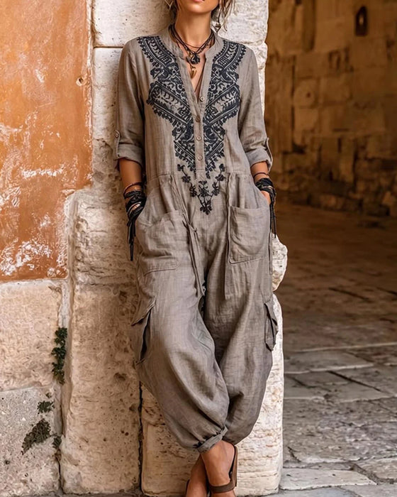 Jumpsuit Tryckt Tapered-Leg Cargo