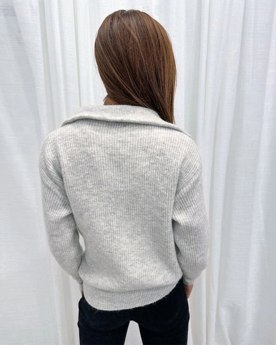 Enfärgad casual tröja med dragkedja