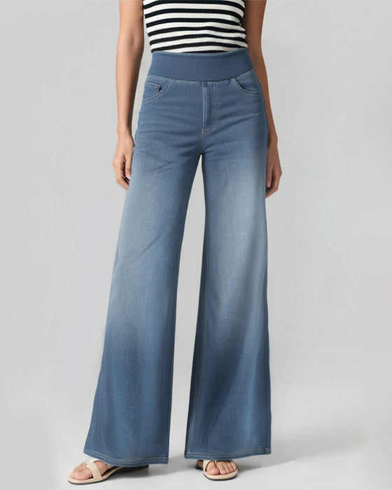 Denim Höghällda Tvättade Lössitt Baggig Casual