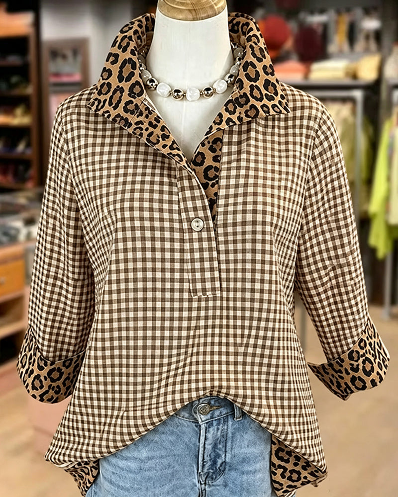 Blus Slag Leopard Patchwork Ruta
