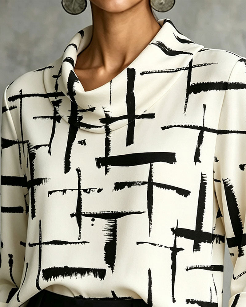 Blus Mock Cowl Neck Kors Mönster