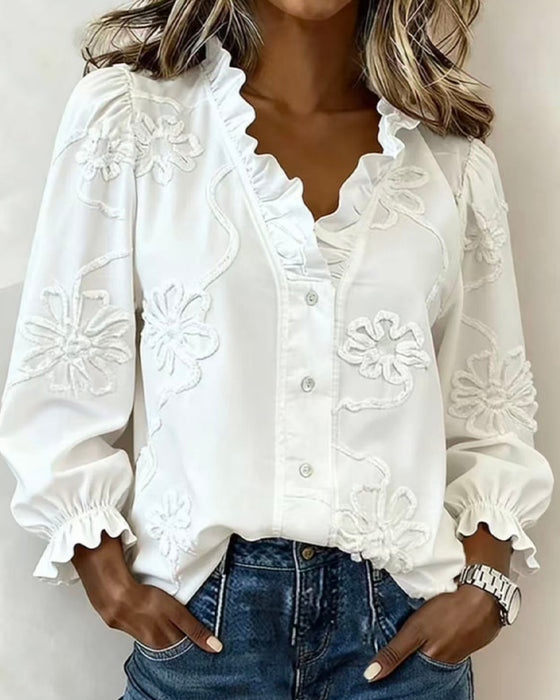 Blus Ruffle Bubbel Ärm
