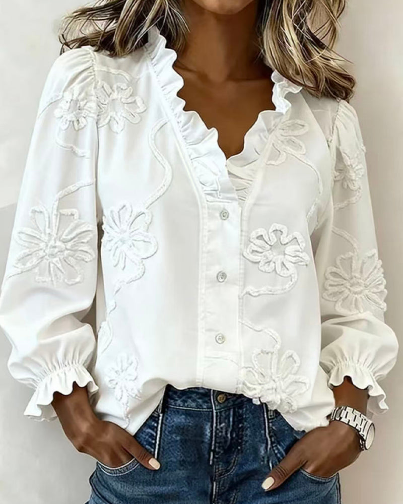 Blus Ruffle Bubbel Ärm