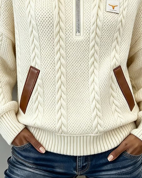 Hoodie Dragkedja Casual Polokrage