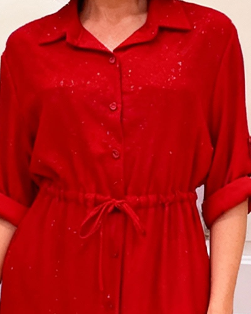 Klänning Med Krage Och Snörliv