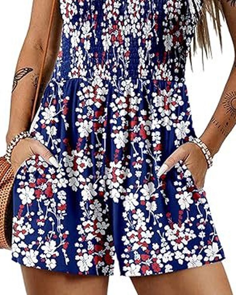 Hoppdräkt blommig avslappnad bandshorts