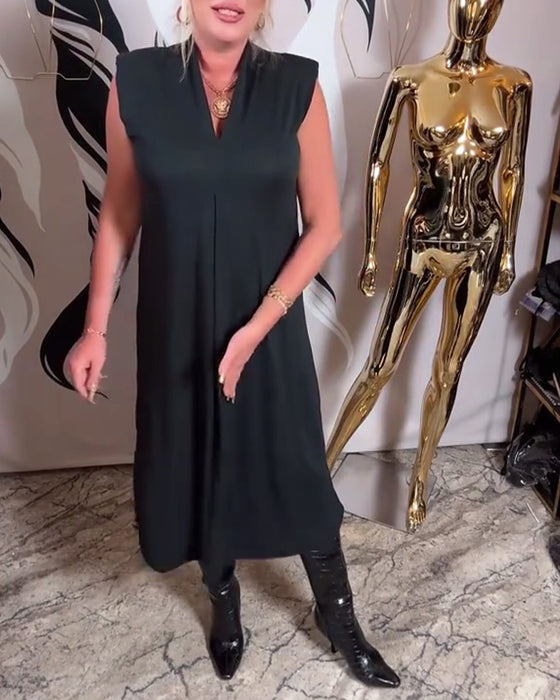 Modig Ärmlös Klänning Med V-Ringning