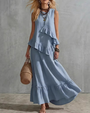 Klänning Ärmlös Design Casual Lång