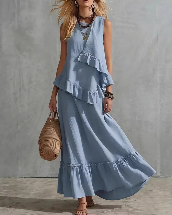 Klänning Ärmlös Design Casual Lång