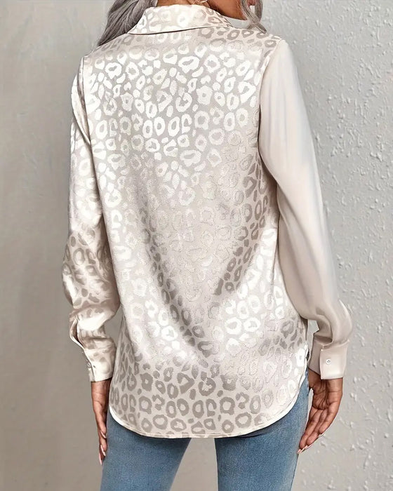 Skjorta Satäng Leopardtryck Splicead