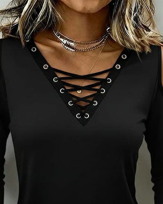 Topp Off-Shoulder Kors Lång Ärm