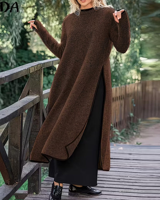 Klänning Casual Varm Sidslit Lång