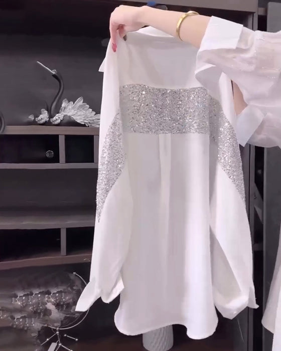 Kavajslagspärltröja Med Lång Ärm