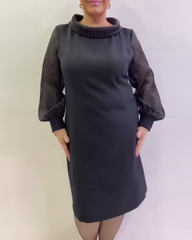 Klänning Lykta Ärm Nät Lapptäcksarbete