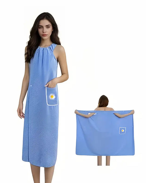 Mjuk Absorberande Snabbtorkande Bärbar Badhanddukskjol Med Blommönsterficka