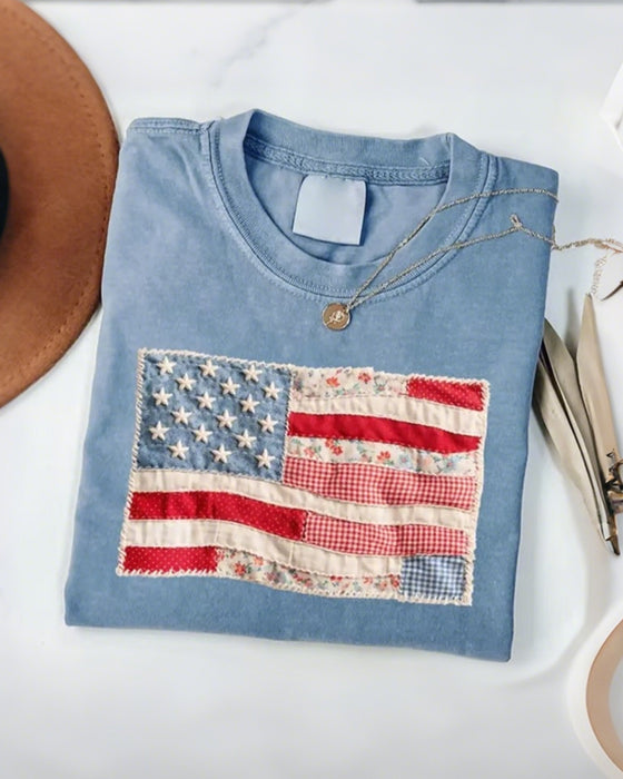 T-Shirt Fjärde Juli Amerikanska Flaggan
