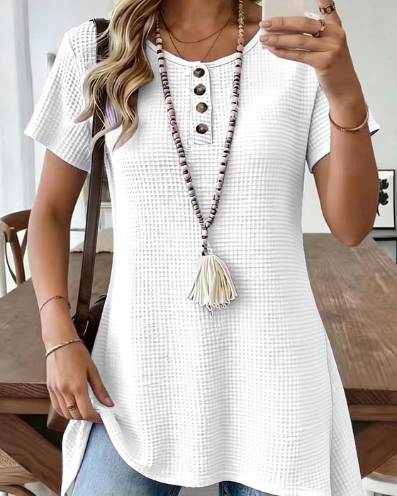 T-Shirt Vaffel Henley Hals Midi