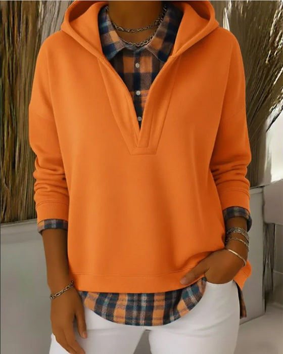 Huvtröja Fejk Tvådelad Rutig Patchwork