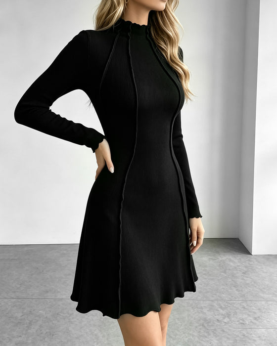 Klädning Mock Hals Solid Casual