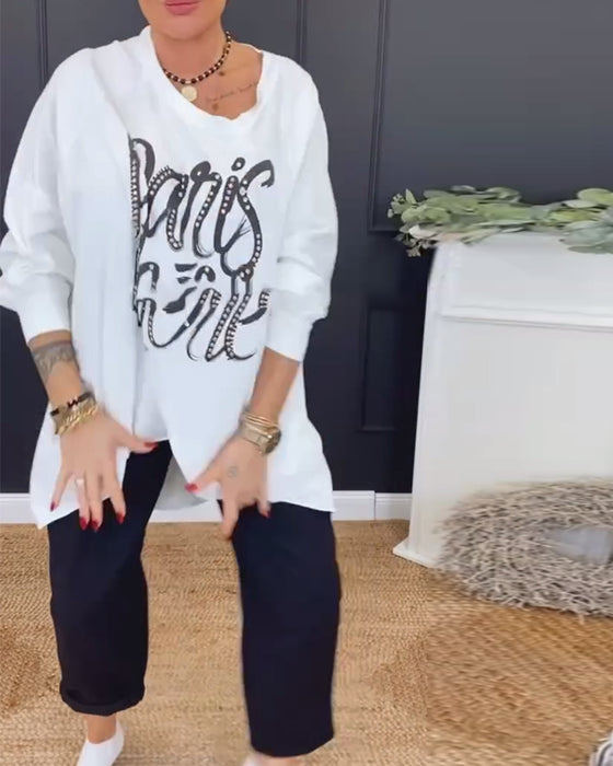 Topp Rund Hals Oregelbundet Boktryck