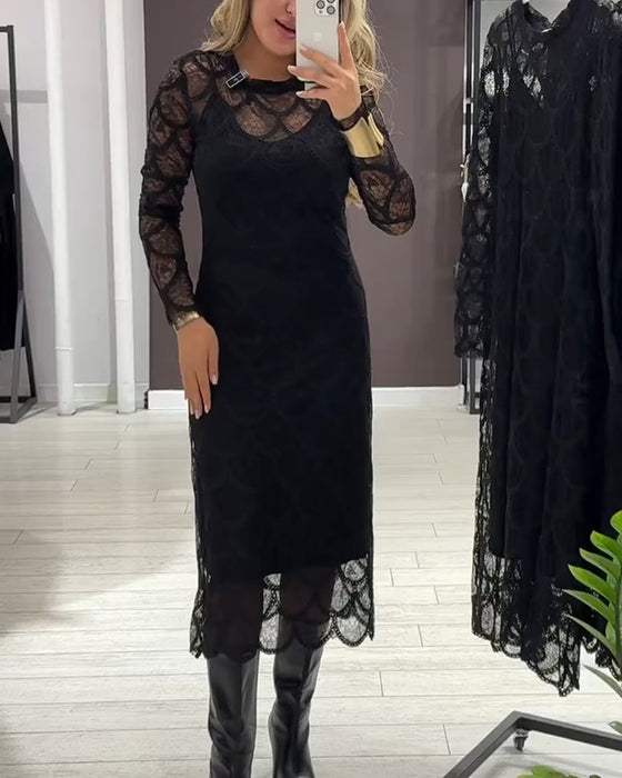 Cover Up & Cami Klänning Set Spets