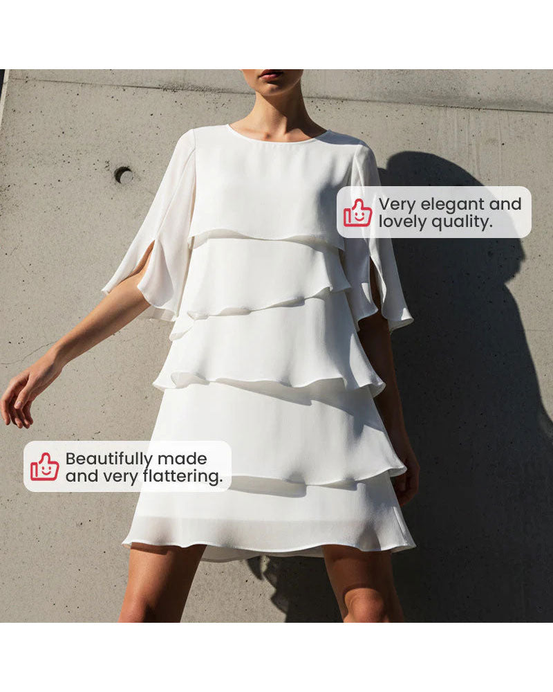 Klänning Lössittande Rund Halsringning Kaka