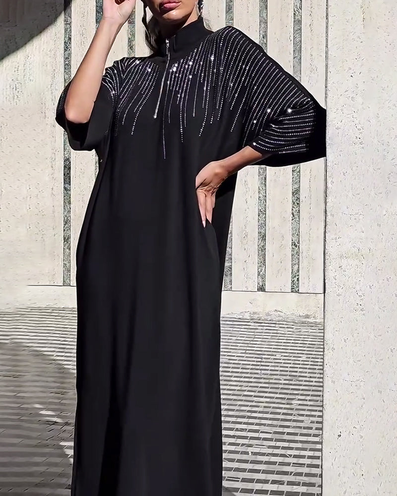 Klänning avslappnad med dragkedja och krage