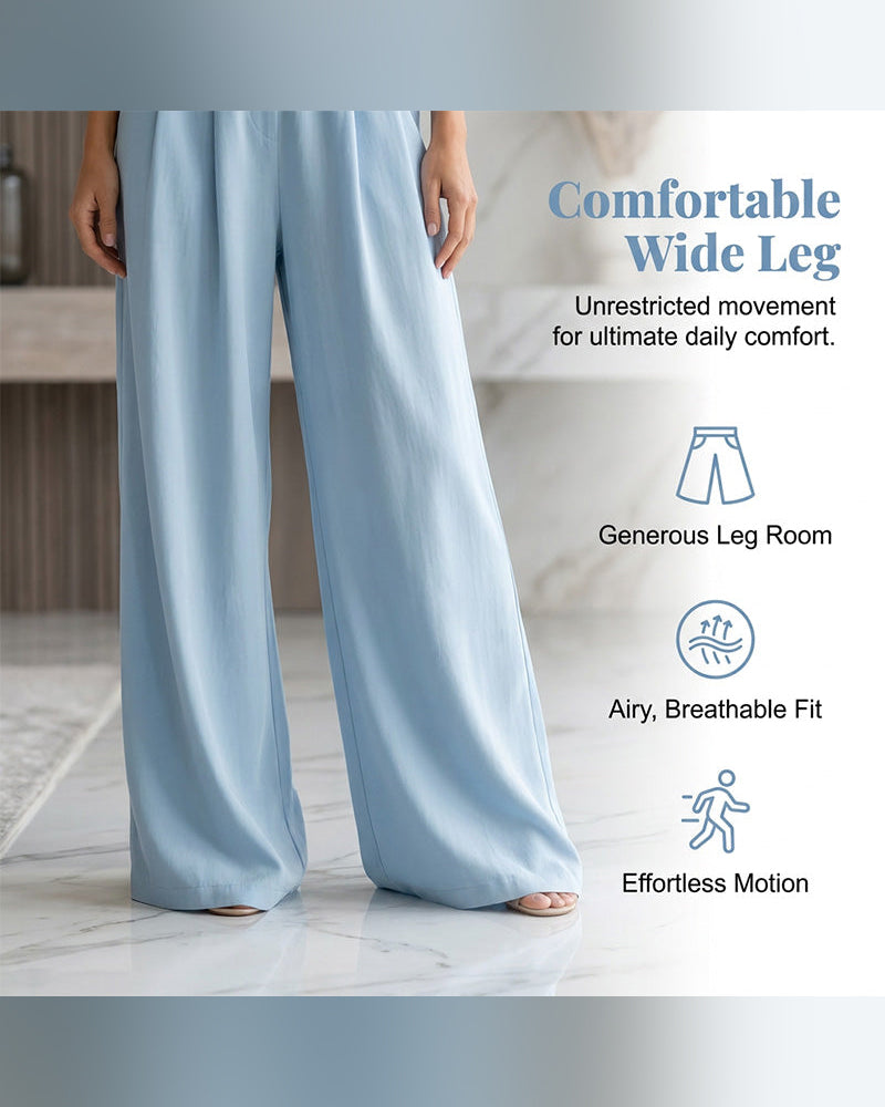 Jumpsuit V-Hals Kors Midjeknyt Bred Ben