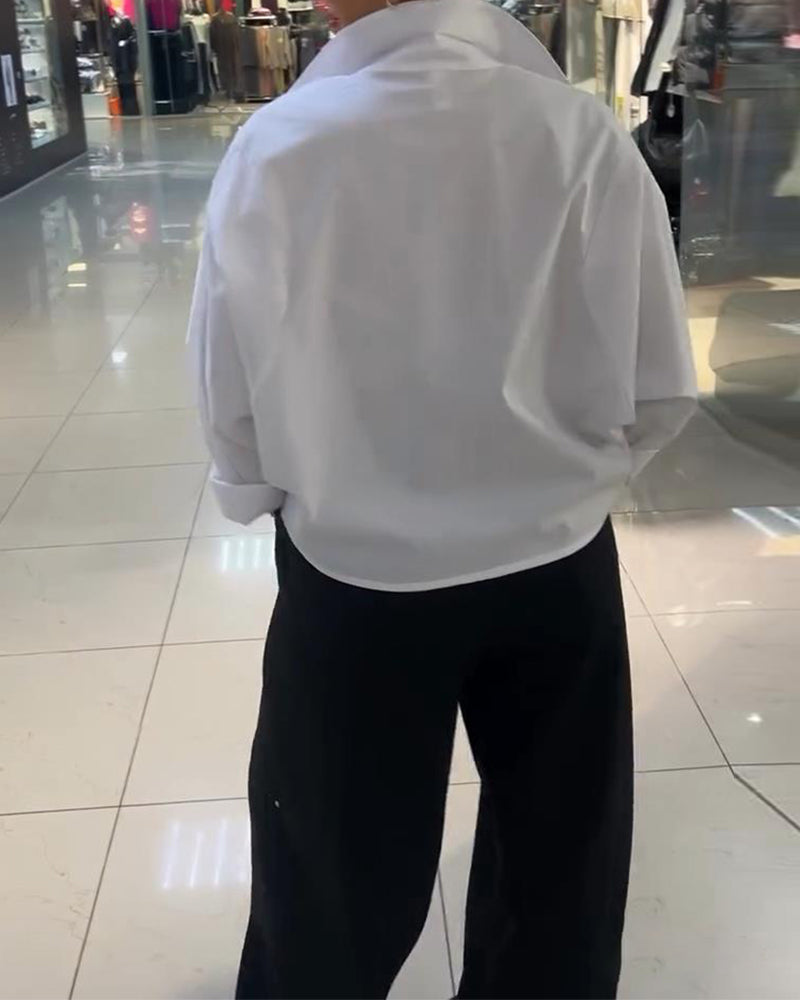 Skjorta Stilfull Enfärgad Fickdesign