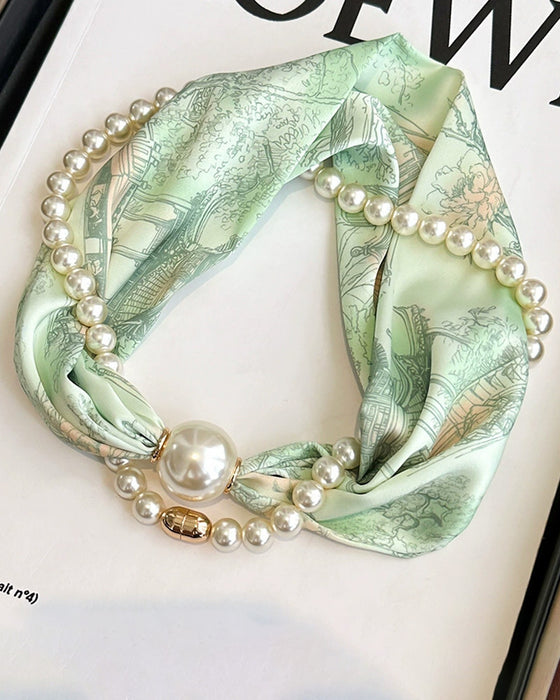 Halsband Lång Pärlprydd Silke