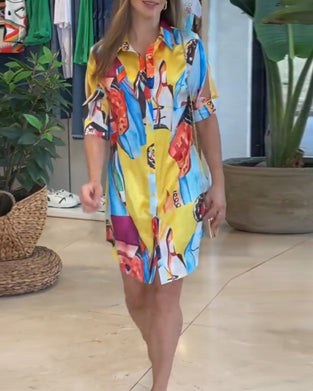 Casual klänning med färgglad tryck