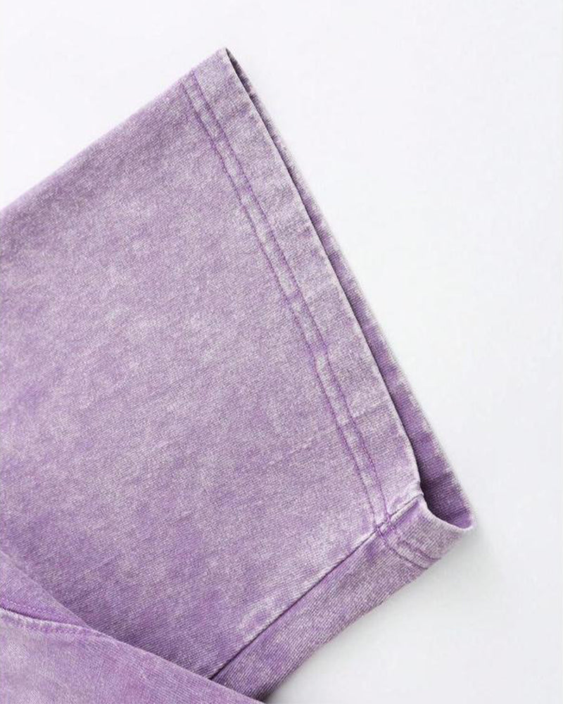 T-Shirt Vintage Nedsliten Tvättad Tryck