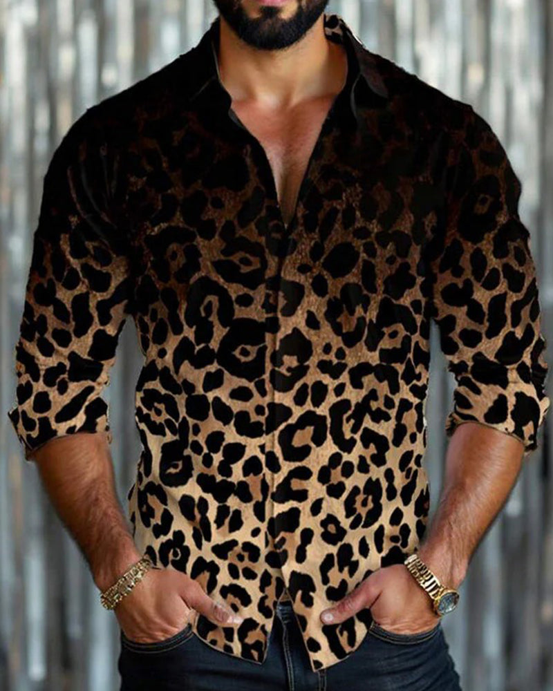 Skjorta Gradient Leopardtryck Herr