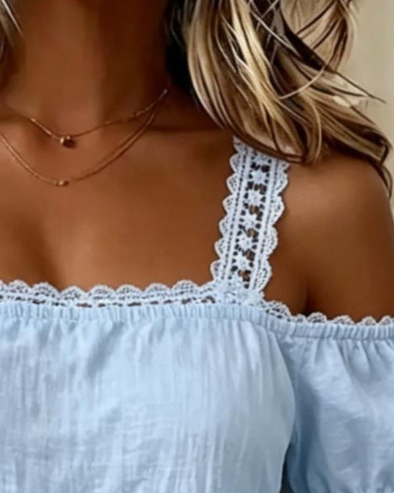 Blus Spets Patchwork Rem Kall Axel
