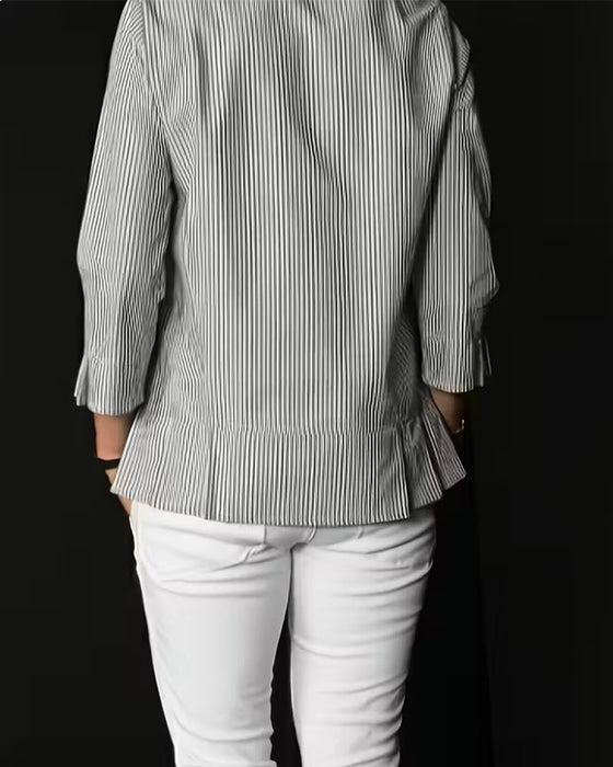 Topp Randig Runde Halsringning