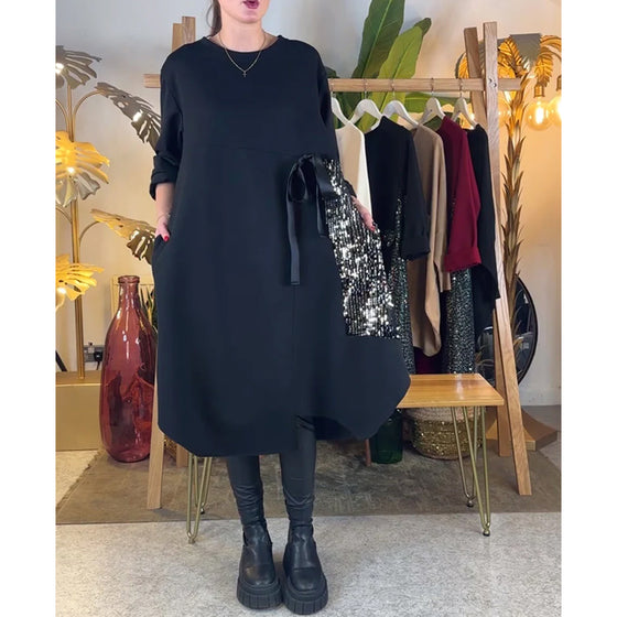 Klänning Långärmad Lös Paljett